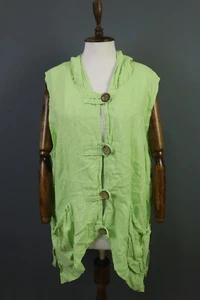 SARAH SANTOS Green Button Hooded Pockets Sleeveless Tank Short Dress - Picture 1 of 21