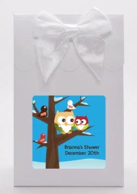 Owl Winter Theme or Christmas - Personalized Baby Shower Goodie Bags - Set of 12 - Image 1 of 4