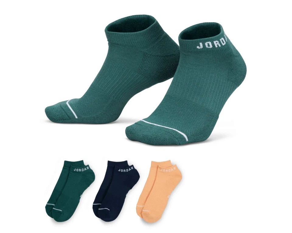 Jordan Everyday No Show Socks - DX9656 920 - MultiColor - 3 Pack - Size L (8-12)