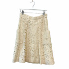 Iris & Ink Lace Cream Knee Length Skirt Pockets 8
