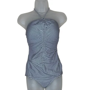 A Pea In The Pod Damen Blau Neckholder Einteiler Bademode Umstandsmode Gr. S Streifen - Bild 1 von 6