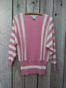 Vintage Pink Sweater Womens M Knobby Knit Retro Raglan Sleeves Campus Casuals - Picture 1 of 13