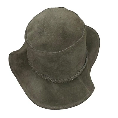 Minnetonka 折叠帽男式真皮麂皮绒灰色 S 码 — 第 1/4 张图片