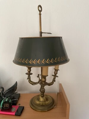Ancienne lampe bouillotte empire 3 bras Tête de cygne en bronze doré - Photo 1/3
