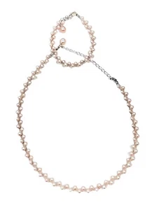 Freshwater Pearl Adjustable Necklace & Bracelet Sterling. Wedding, Prom, Dress - Picture 1 of 8