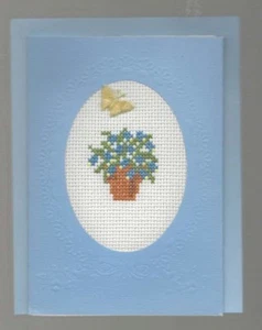 Handmade Everyday Card Cross Stitch Flowers - Picture 1 of 1