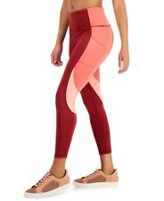 Ideology Women's High Rise Side Pockets Colorblock 7/8 Leggings Red Pear M
