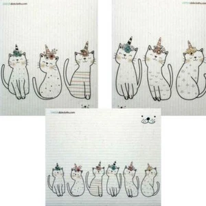 Mixed Caticorn Set of 3 cloths (One of each design) Swedish Dishcloths ECO Abso - Picture 1 of 9