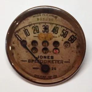 Espejo de bolsillo publicitario Jones Speedometer Steampunk estilo vintage - Imagen 1 de 2