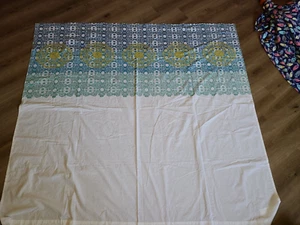 World Market "Blue/Turquoise w/Yellow Embroidered Medallions" Shower Curtain - Picture 1 of 5