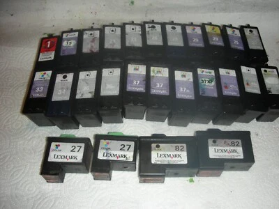 26 EMPTY LEXMARK INK CARTRIDGES #1 -#82 ASSORTED  LOT #23X -14 - Image 1 of 4