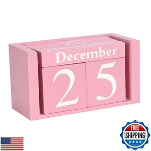 MICKYU Wooden Perpetual Block Calendar for Desk, Aesthetic Office Supplies, R - Picture 1 of 5
