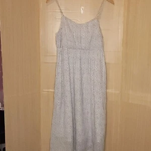 Marilyn Monroe Linen Blend Blue White Floral Adjustable Strap Sundress 12 - Picture 1 of 9
