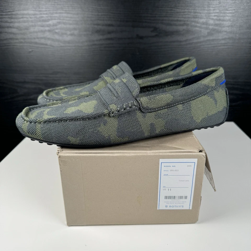 Rothy's The Driving Loafer Floresta Camuflagem Têxtil Sapatos Casuais com Caixa - Masculino EUA 11 - Imagem 1 de 4