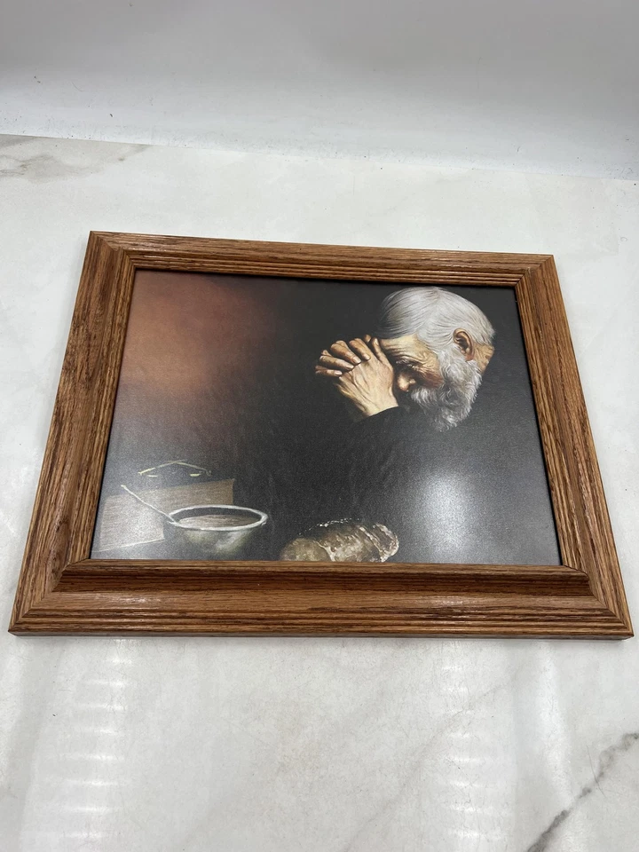Arte de pared enmarcado con impresión de hombre de oración Grace Eric Enstrom decoración religiosa cristiana Foto 1 de 4
