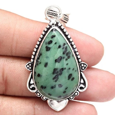 Pendant Ruby Zoisite Gemstone Handmade Mother Day Silver Jewelry 2.25" - Image 1 of 4