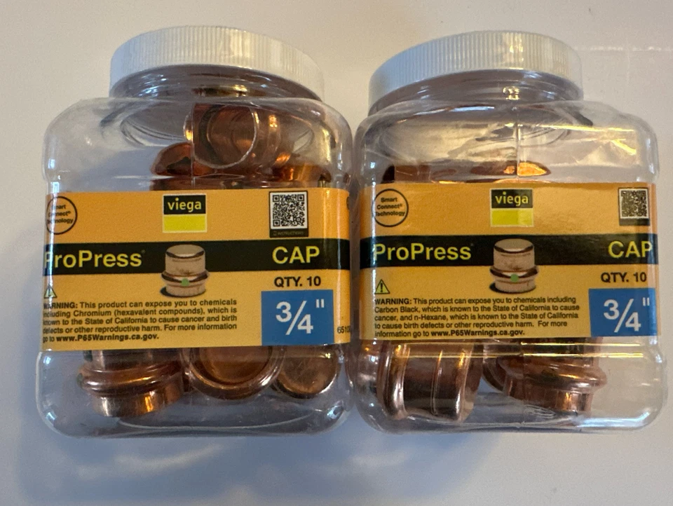 Viega ProPress 3/4" Copper Cap Fitting 10pk & Ship Part # 77450