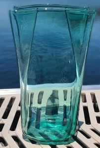 Vintage Blenko Glass 8813 S Paper Bag Vase in Antique Green 8-1/4 in Tall - Picture 1 of 9