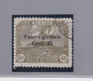 1920 Fiume: Mail Fiume 45c. Su 45c. Olive ( N°112) Used Spl. (Cat.58/368) - Picture 1 of 2