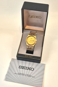 Seiko Mens Quartz Watch SQ100 Gold 7N43-8001 VTG 1992 with Box Needs Battery - Picture 1 of 21