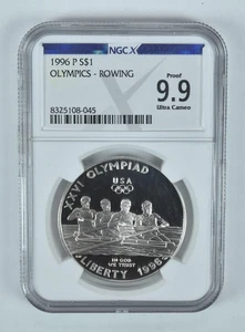 1996-P Olympic Rowing Commemorative Silver Dollar Proof 9.9 UCAM NGCX *5404 - Picture 1 of 5