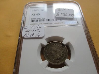 1863 INDAIN HEAD CENT NGC XF 45 (CIVIL WAR ERA) - Image 1 of 3