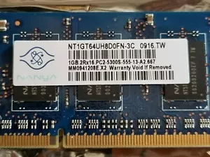 1GB Nanya PC2-5300 DDR2 Sodimm Memory NT1GT64UH8D0FN-3C - Picture 1 of 3