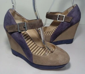 Splendid Size 9 M LARABEE Purple Latte Suede Wedge Heels New Women's Shoes - Picture 1 of 12