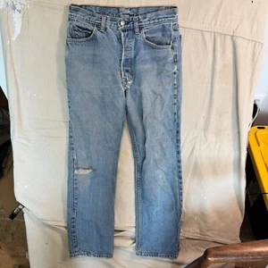Jeans vintage Levis uomo 29x30 501 made in USA anni 90 abbigliamento da lavoro cowboy leggero sbiadito - Foto 1 di 8