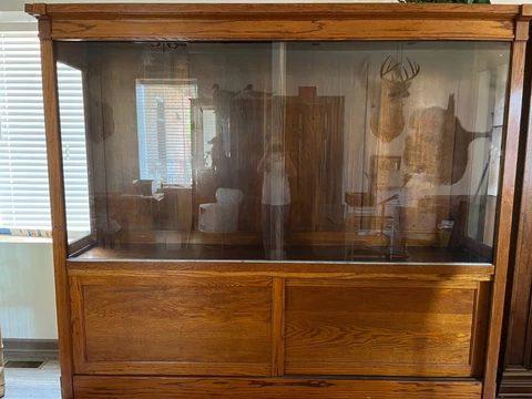 Large Oak Store Display Cabinet Cover