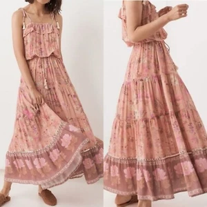 Size XL NWOT Spell Wild Bloom Gypsy Strappy Maxi Dress in Blush Pink - Picture 1 of 11