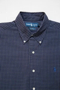 RALPH LAUREN Blake Mens Shirt Blue Check Long Sleeve Medium Size - Picture 1 of 14