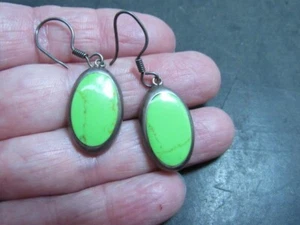 green gaspeite sterling silver earrings southwestern - Picture 1 of 8