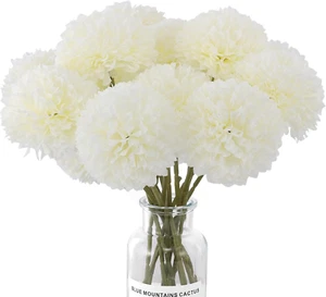 12 Pcs Artificial Chrysanthemums Flowers Silk Ball White Flowers Fake Mums Sprin - Picture 1 of 12