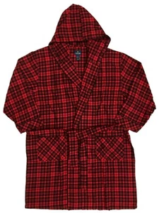 Stafford Mens Big & Tall Red Plaid Cotton Hooded Robe Housecoat Bath Robe 2X/3X - Picture 1 of 1