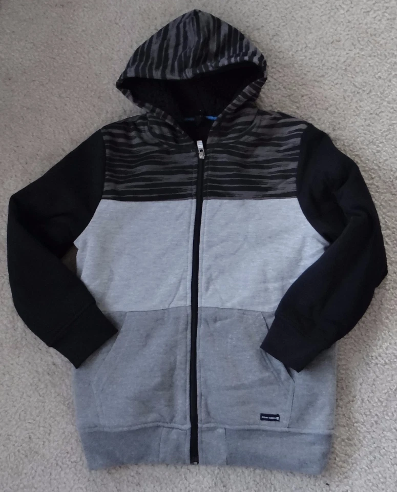 OCEAN CURRENT sudadera/chaqueta negra/gris manga larga con capucha cremallera, talla L Foto 1 de 3