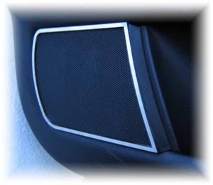 Cadre chrome D pour haut-parleurs de porte bas / Audi A4 B5 - acier inoxydable poli 2 pièces - Photo 1/3
