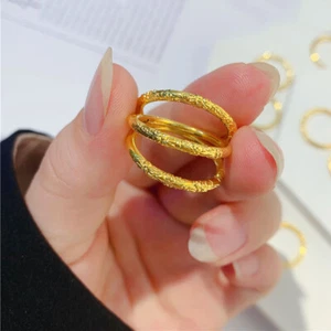 1pcs Pure 999 24K Yellow Gold Women Lucky Peach blossom Ring 0.5-0.7g Us:4.5-11 - Picture 1 of 8