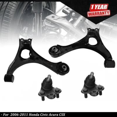 For Honda Civic Acura CSX 2006-2011 4pc Front Lower Control Arm Set Ball Joints - Image 1 of 4