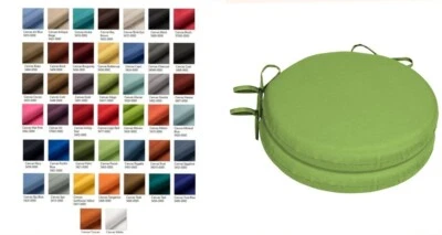 Custom Sunbrella Round Bistro Chair Pad Cushion, 1.75" thick with ties - Image 1 of 4
