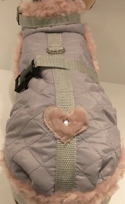 MASI DOGSDESIGN Wintermantel, Hundegeschirr grau Chihuahua Halsband Geschirr Plüsch Hunde XS S M