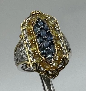 Gems En Vogue NH Michael Valitutti Sterling Silver Sapphire Cluster Sz 7 Ring - Picture 1 of 12