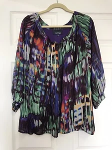 Evan-Picone Purple Watercolor Multicolor Top Size 22W GORGEOUS! 💜 - Picture 1 of 12