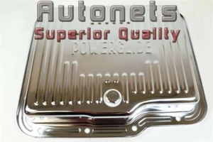 Panel de transmisión con aletas Chevy GM Powerglide de acero cromado capacidad de stock - Imagen 1 de 2
