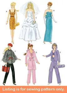 NÄHMUSTER 11 1/2" Mode Puppe Kleidung passt Barbie Braut Yoga Pyjama 6258 - Bild 1 von 3