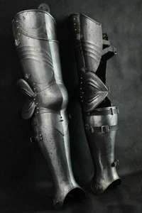 Medieval Knight 18 Gauge Steel Leg Set Armor LARP Costume x-mas item - Picture 1 of 8