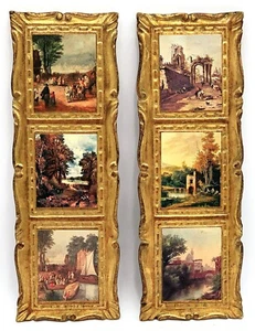 2 Pcs Italian Gold Florentine Art Wood Plaques Pictures MCM Old-World Vintage - Picture 1 of 14