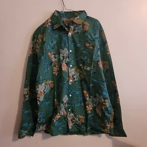 DECREE Men Shirt Size XL (25x30x26") Green Floral Print Cotton Shirt NEW - Picture 1 of 11