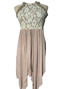 Tween Diva Girls Cocktail Party Dress, Size 16, Lace, Halter Top, Rhinestones - Picture 1 of 13