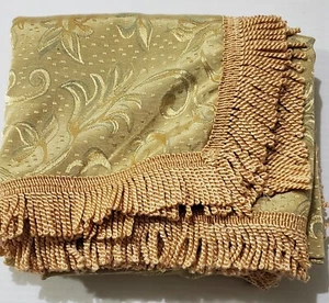 Vintage Tablecloth with Fringe - Golden with Green Blend - 60" x 70" - Bild 1 von 8